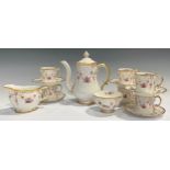 A Royal Crown Derby Antoinette pattern coffee service for six, comprising coffee pot, sugar bowl,