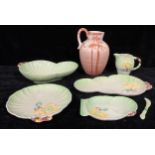 A Carlton Ware Australian design Lily Pad pattern fruit bowl, cream jug, bread and butter tray,