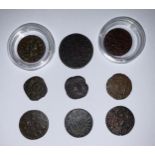 A 17th century copper token 1661; others similar, 1667, etc (9)