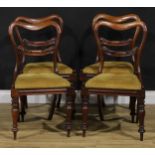 A set of four Victorian kidney back dining chairs, 84cm high, 47cm wide, the seat 37cm deep (4)