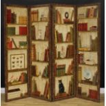 Interior Design - a four fold screen, decorated throughout as a collector’s bookcase, the verso