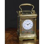 A small French gilt brass and enamel, 3.5cm circular dial inscribed Elliott & Son, London, decorated