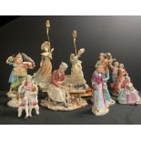 A Giuseppe Armani figural table lamp, Lady with Fan, Vanessa; another, B. Merli, Lady of Fashion