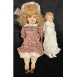 Toys & Juvenalia - a painted composition shoulder head doll, the head with weighted sleeping blue