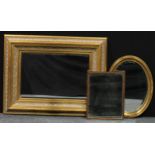 A Gallery Majestic Gold rectangular chimney glass, bevelled mirror plate, 105cm x 136cm; another,