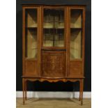 An Edwardian mahogany and marquetry display cabinet, 178cm high, 114cm wide, 40cm deep