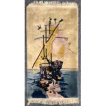 A Chinese Galleon rug, 73cm x 144cm