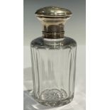 A French silver mounted scent bottle, the domed cover enclosing a stopper, c.1900