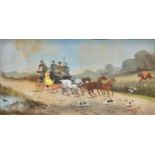 Philip H Rideout Coach and Four, Interrupted by the Hunt signed, gouache, 19cm x 38cm