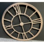 Interior Design - a large metal wall clock, 121cm diameter, a/f