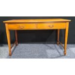 An Edwardian mahogany side table, rectangular top above a pair of frieze drawers, tapered square