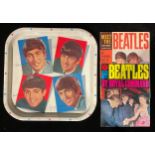 Music, The Fab Four, The Beatles - a rounded rectangular shaped pictorial tin tray, depicting