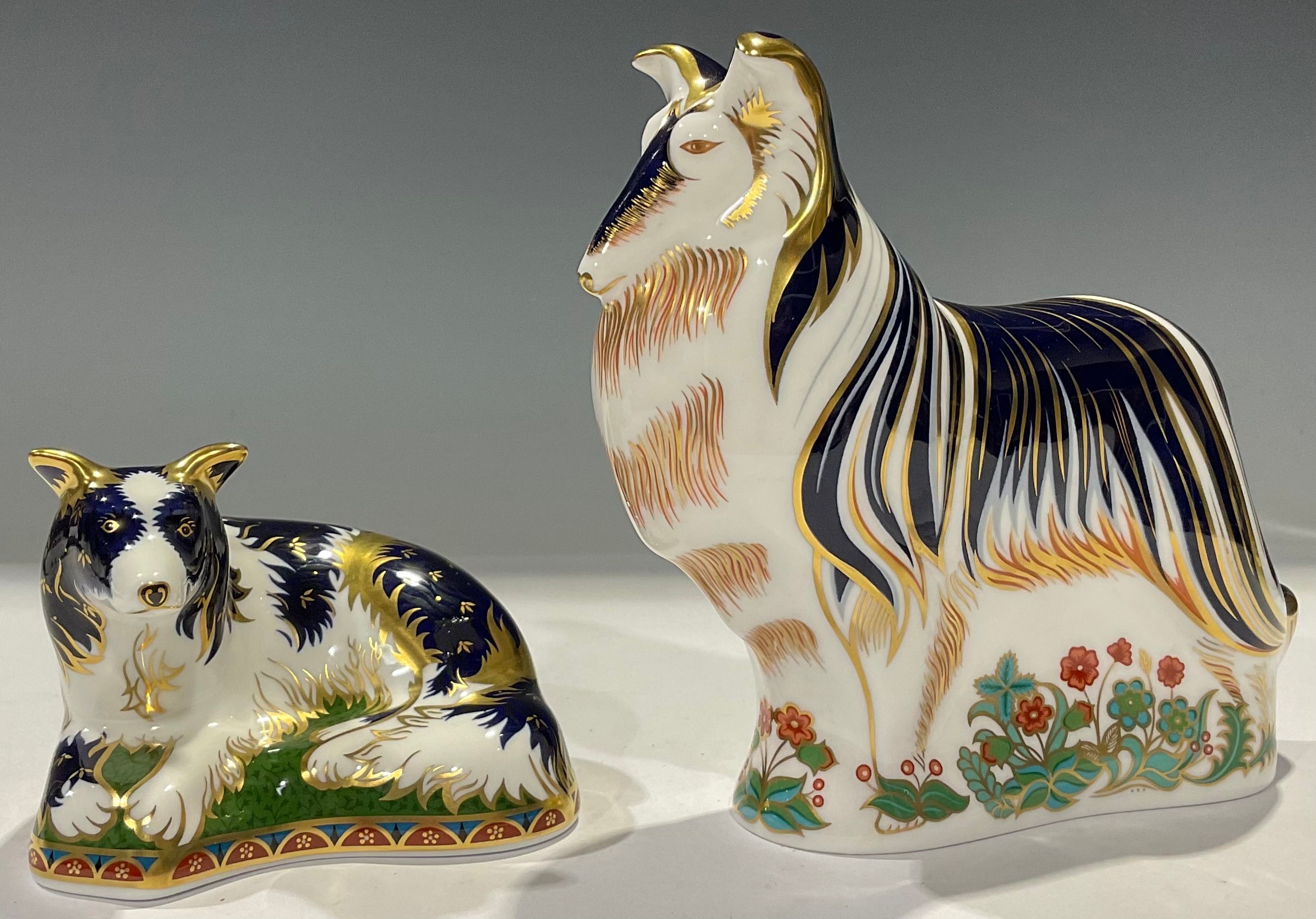A Royal Crown Derby paperweight, Border Collie, gold backstamp limited edition 1,166/,500, - Image 2 of 2