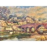 Alfred Robert Quinton Sonning Bridge signed, oil on canvas, 27cm x 36cm