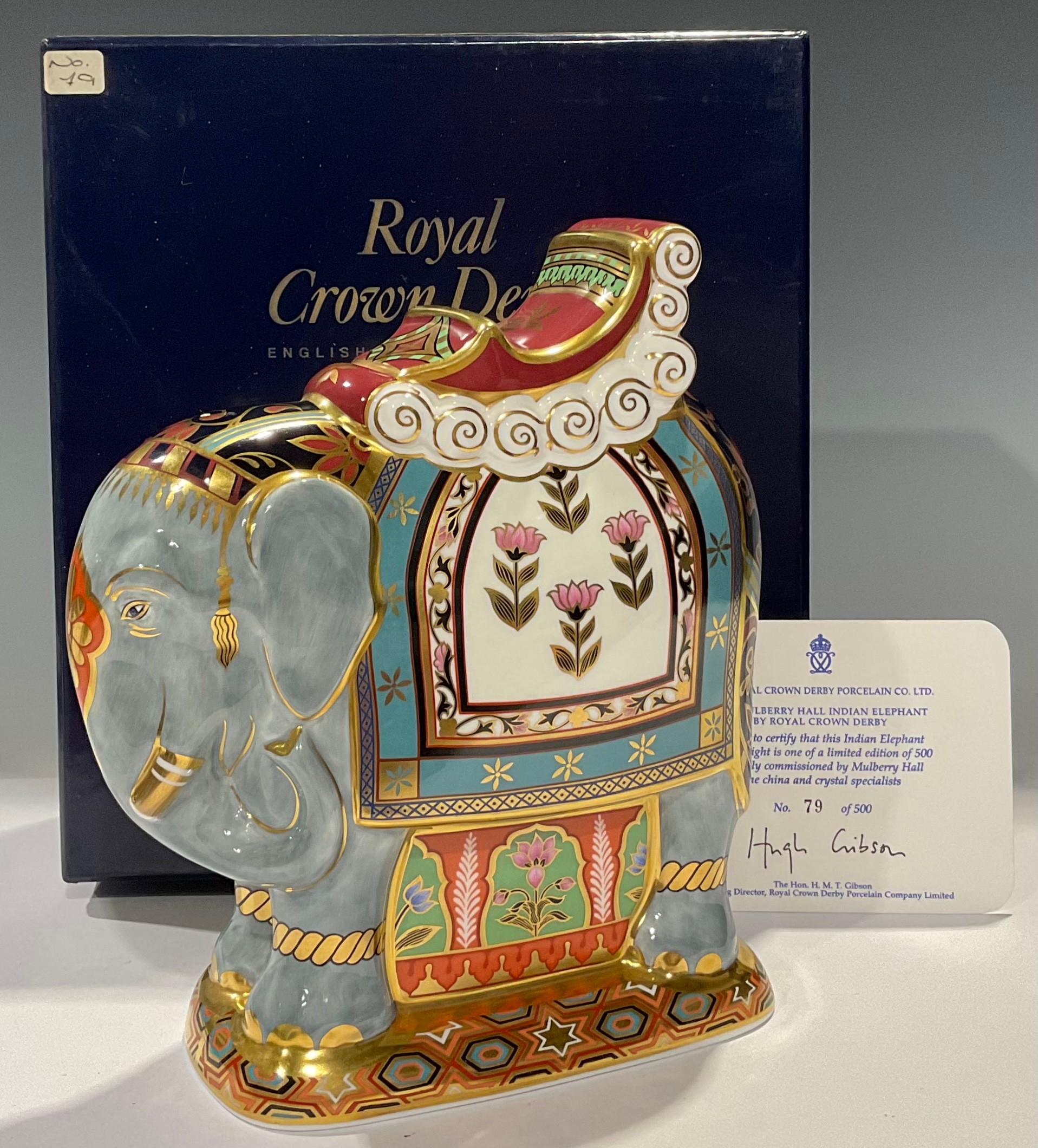 A Royal Crown Derby paperweight, Mulberry Hall Elephant, specially commissioned by Mulberry Hall