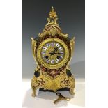 A Mappin and Webb Boulle style mantel clock, twin train, striking on a gong, 31cm, key and pendulum