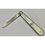 A George V silver and mother of pearl folding pocket fruit knife, William Neale, Sheffield 1911