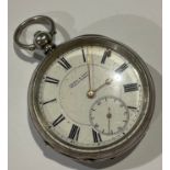 A silver Kensac & Dent open faced pocket watch, marked 935
