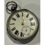 A silver fusee pocket watch, by HJ Rudelsheim, Wolverhampton, Chester 1892