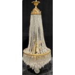 An Empire style ceiling electrolier, five tier multi faceted basket, approx. 85cm high