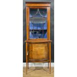 An Edwardian Sheraton Revival satinwood crossbanded mahogany and marquetry display cabinet, 180.