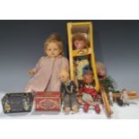 Toys & Juvenalia - a Noddy Pelham puppet; a Norah Welling velvet sailor doll; two all bisque