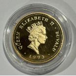 A Tuvalu coronation anniversary 14ct gold crown coin, 1953 - 1993, limited edition 360/5,000,