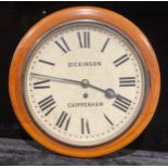 A late 19th / early 20th c wall time piece, Roman numerals to dial, single winding hole,