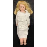 Toys & Juvenalia - a bisque shoulder head doll, the bisque shoulder head with weighted sleeping