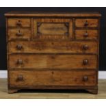 A 19th century Scottish mahogany chest, of seven drawers, bracket feet, 106.5cm high, 123.5cm