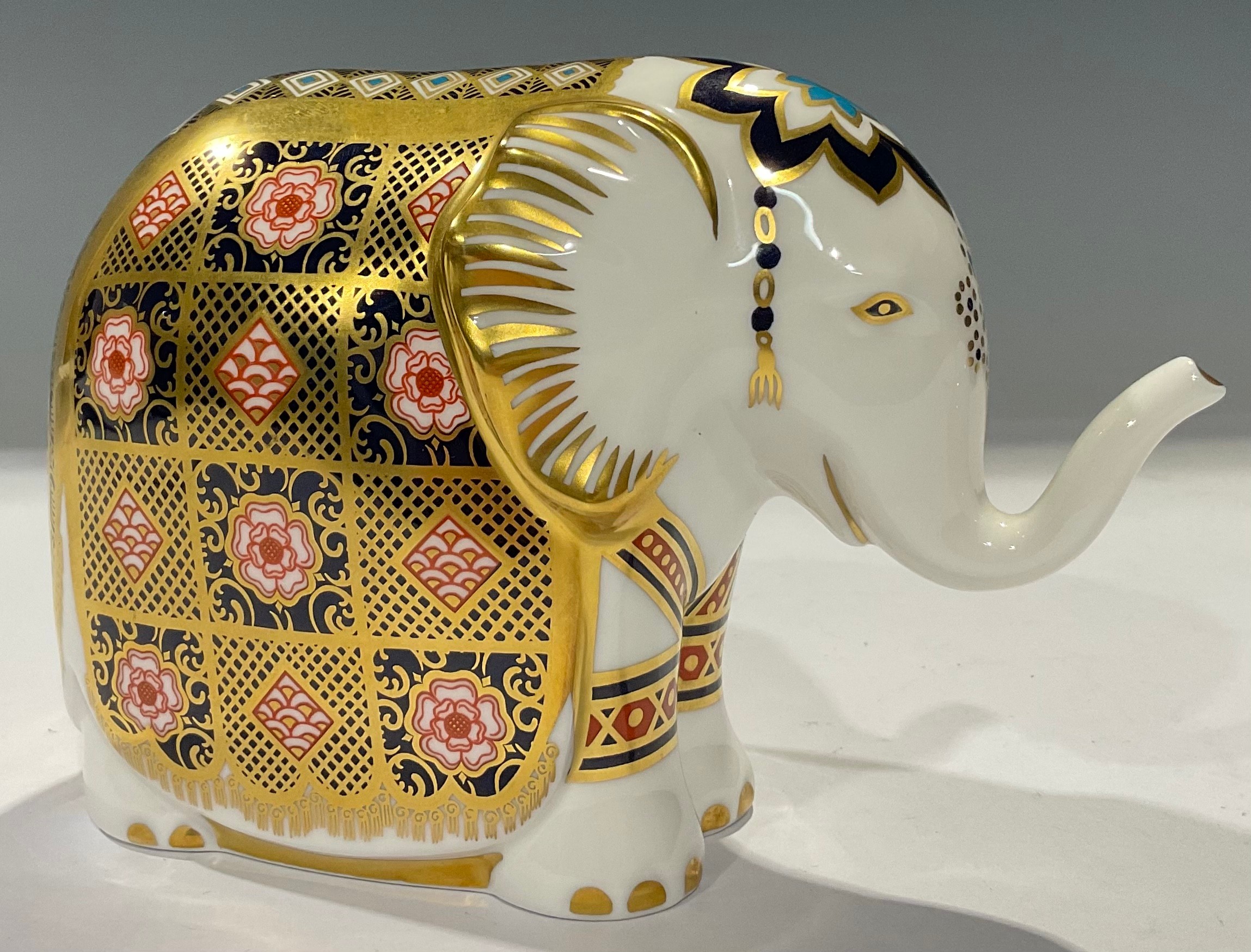 A Royal Crown Derby paperweight, Yorkshire Rose Elephant, exclusive to Peter Jones of Wakefield - Image 2 of 2