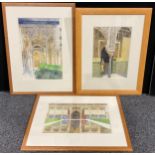 Valerie Claypole (20th Century), Lions Court with Trees, Alhambra, signed, watercolour, 72cm x 48cm;