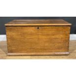 A 19th century and later oak blanket chest, hinged top enclosing a till, 46cm high, 91cm wide,