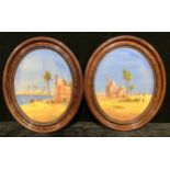 Brappino A pair, On The Nile and Algerian Scene signed, oval, watercolours, 50cm x 39cm