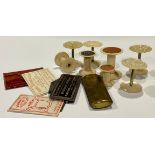 Needlework Interest - Victorian mother of pearl and bone cotton reels; needle cases, etc