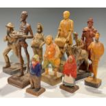 A pair of Canadian folk art carvings, Montreal, mid-20th century; other Spanish, Italian, and