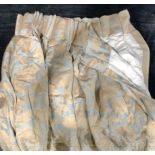 Textiles - a large cotton damask interlined curtain, approx 400cm wide, 260cm drop