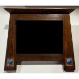 An Arts & Crafts Ruskin style mahogany looking glass, 24.5cm high x 29cm wide