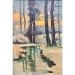 E Fulfand A Frozen Woodland Scene signed, oil on canvas, 65cm x 45cm
