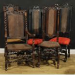A harlequin suite of William & Mary Revival chairs; another (5)