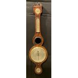 A 19th century mahogany wheel barometer, 20cm silvered register, hygrometer, mercury thermometer,