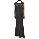 A contemporary black chiffon silk evening gown by Temperley of London, full length, beaded net
