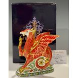 A Royal Crown Derby paperweight, Welsh Dragon, a limited edition to celebrate the marriage of HRH