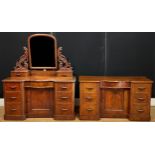 A Victorian mahogany two-piece bedroom suite, comprising dressing table, 162cm high, 137cm wide,