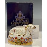 A Royal Crown Derby paperweight, Harrods Water Buffalo, designed by Louise Adams, specially