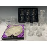A set of six Gleneagles of Edinburgh lead crystal whisky glasses, boxed; an Edinburgh glass dish,