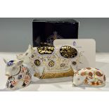 A Royal Crown derby paperweight, Spotty Pig, limited edition 145/1,500 exclusive to the Royal