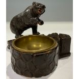 A 19th century Black Forest bear pin tray, 9cm high