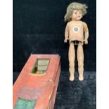 Toys & Juvenalia - a painted composition head and bodied walking doll, 81cm high, boxed, first-