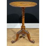A Victorian walnut tripod wine table, 68cm high, 42.5cm diameter